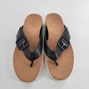 Vionic‎ Uptown Marin Sandals Slides Platform Chunky Black Leather Size 11 Thong